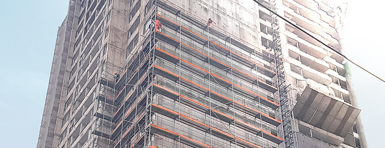 Catari scaffold at Con Con residential building, Santiago, Chile